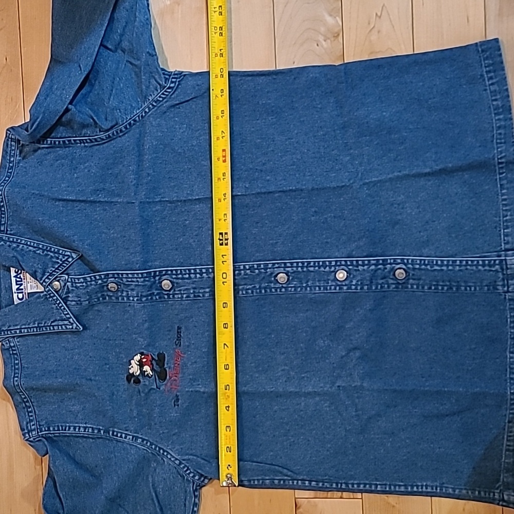 Vintage The Disney Store Size Medium Blue Denim Button-Up Shirt - Picture 5 of 5